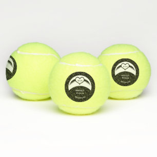Gothic Wedding Winged Heart Custom Monogrammed Tennis Balls