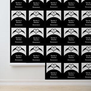 Gothic Wedding Winged Heart Custom Monogrammed Wallpaper