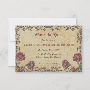 Gothic Wedding with Dark Florals Save The Date