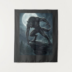 Gothic Werewolf Full Moon Dark Fantasy Art Tapestry