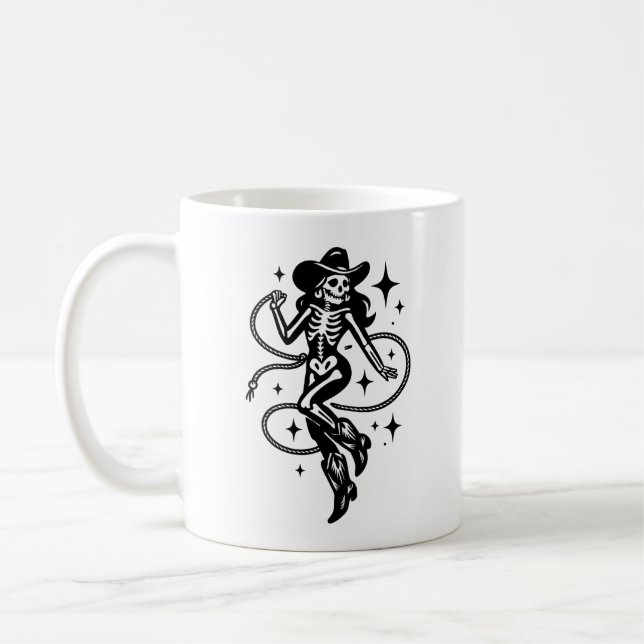 Gothic Western Cowgirl Skeleton Mug (Left)