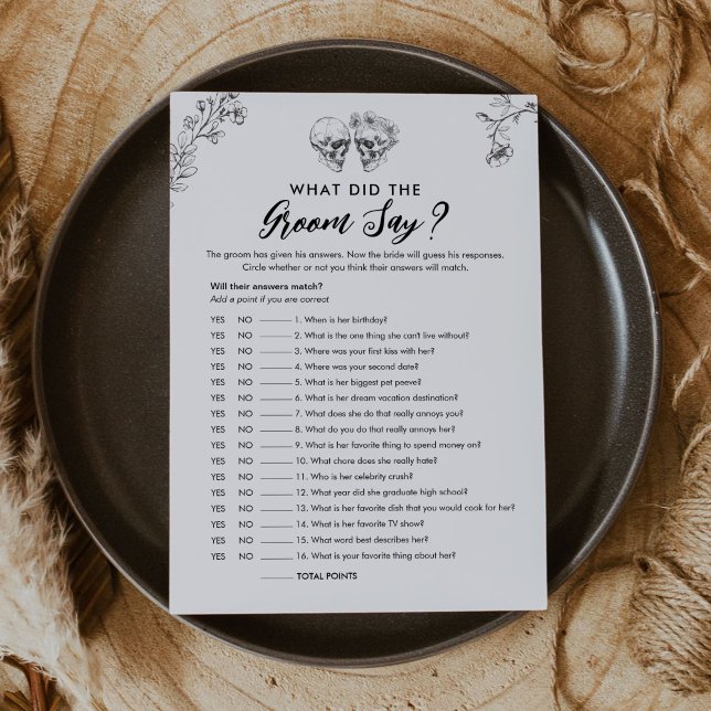 Gothic What Did The Groom Say Bridal Game Card (Creator Uploaded)
