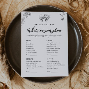 Gothic What's on Your Phone Bridal Game Card