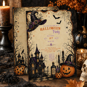 Gothic Whimsical Haunted Halloween Party Invitation