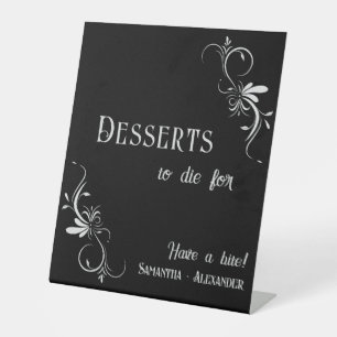 Gothic Whimsigoth Silver Grey Desserts Wedding  Pedestal Sign