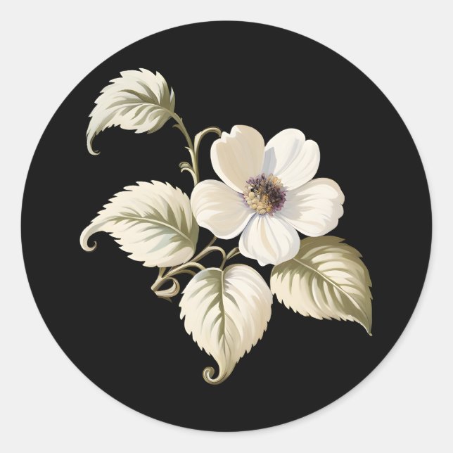 Gothic Whimsy Vintage Botanical  Classic Round Sticker (Front)