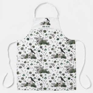 Gothic White Bride or Die Floral Skull Wedding Apron