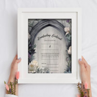 Gothic White Floral Arch Handfasting Certificate