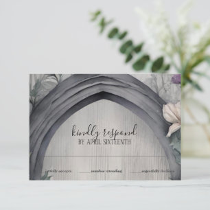 Gothic White Floral Arch Pagan Handfasting RSVP Card