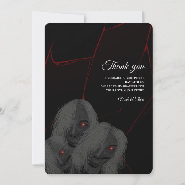 Gothic White ghosts - Dark Moody Halloween Thank You Card (Front)