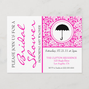 Gothic White & Pink Flourish Bridal Shower Invitation Postcard