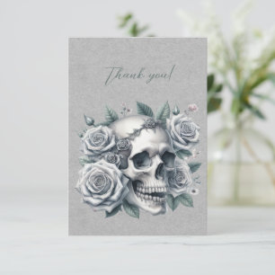 Gothic White Skull Crown of Roses Thank You