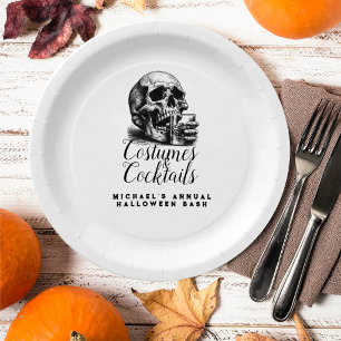 Gothic White Skull Halloween Costume Party  Paper Plate