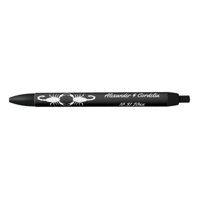Gothic White Wedding Scorpions Custom Black Ink Pen (Front)
