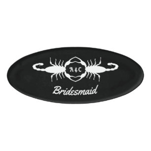 Gothic White Wedding Scorpions Custom Bridesmaid Name Tag