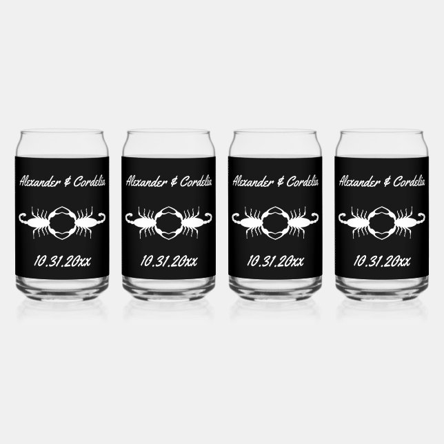Gothic White Wedding Scorpions Custom Can Glass (Front)