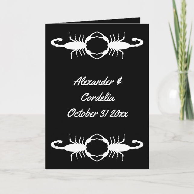 Gothic White Wedding Scorpions Custom Card (Front)