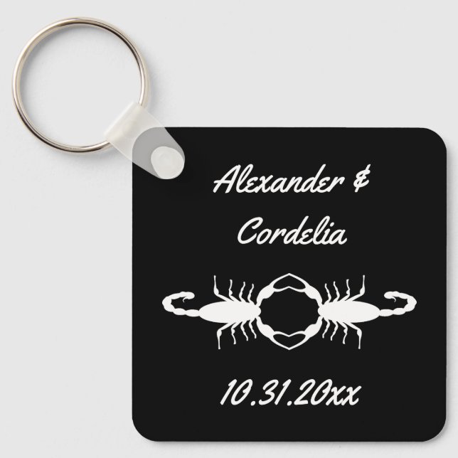 Gothic White Wedding Scorpions Custom Key Ring (Front)