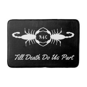 Gothic White Wedding Scorpions Custom Monogrammed Bath Mat