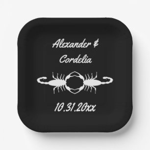 Gothic White Wedding Scorpions Custom Paper Plate