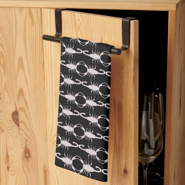 Gothic White Wedding Scorpions Custom Patterned Tea Towel (Thirds Fold)