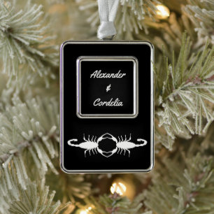 Gothic White Wedding Scorpions Custom Silver Plated Framed Ornament