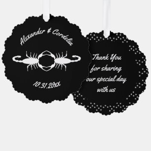 Gothic White Wedding Scorpions Custom Tree Decoration Card