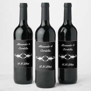 Gothic White Wedding Scorpions Custom Wine Label