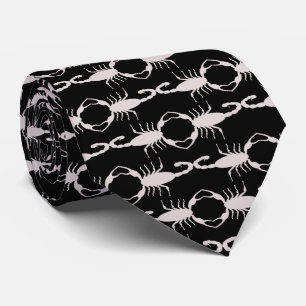 Gothic White Wedding Scorpions Patterned Tie