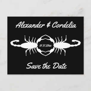 Gothic White Wedding Scorpions Save the Date Postcard