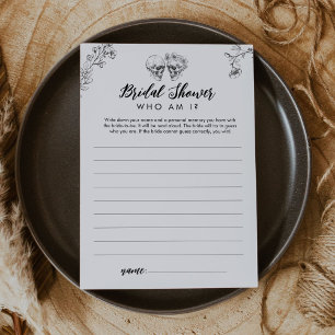 Gothic Who Am I Bridal Shower Game Card