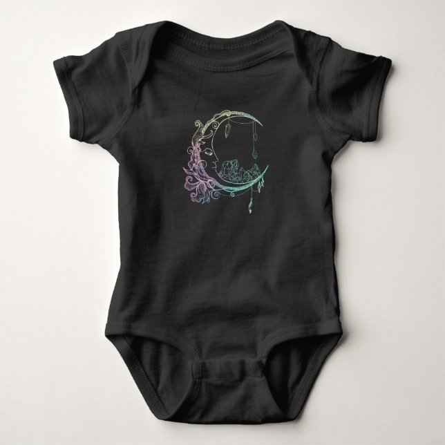 Gothic Wicca Crescent Pastel Goth Moon Baby Bodysuit (Front)