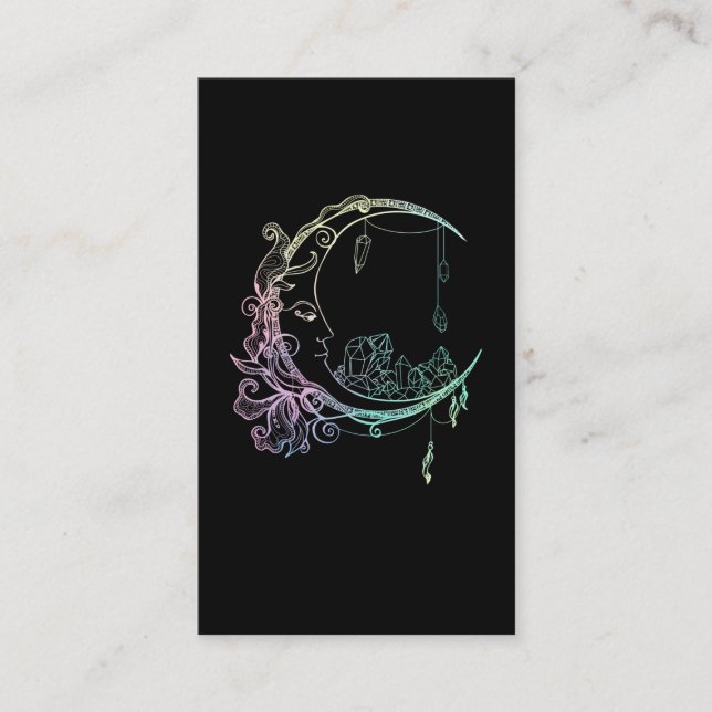 Gothic Wicca Crescent Pastel Goth Moon Business Card (Front)