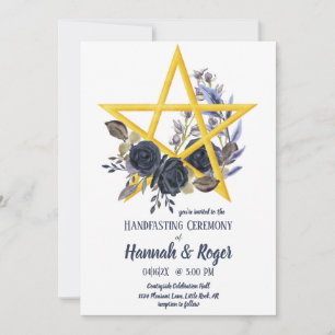 Gothic Wiccan Floral Pentacle Handfasting Invitati Invitation