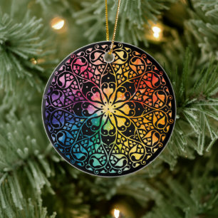 Gothic Window Rainbow Pride Ceramic Tree Decoration