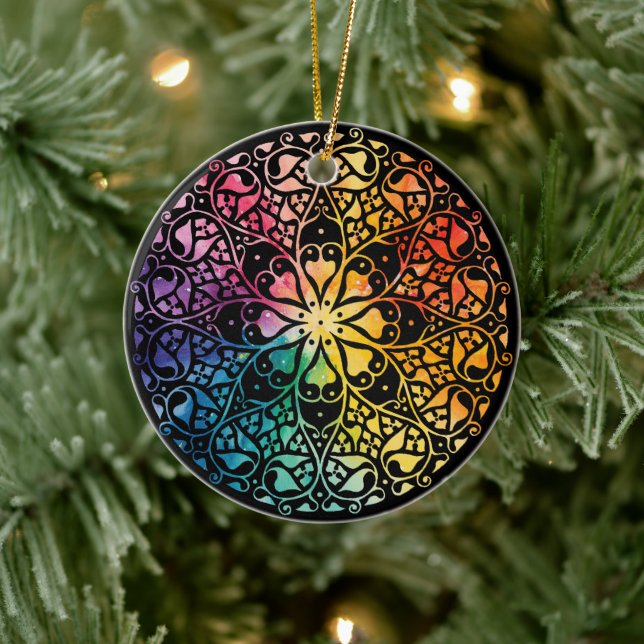 Gothic Window Rainbow Pride Ceramic Tree Decoration (Tree)