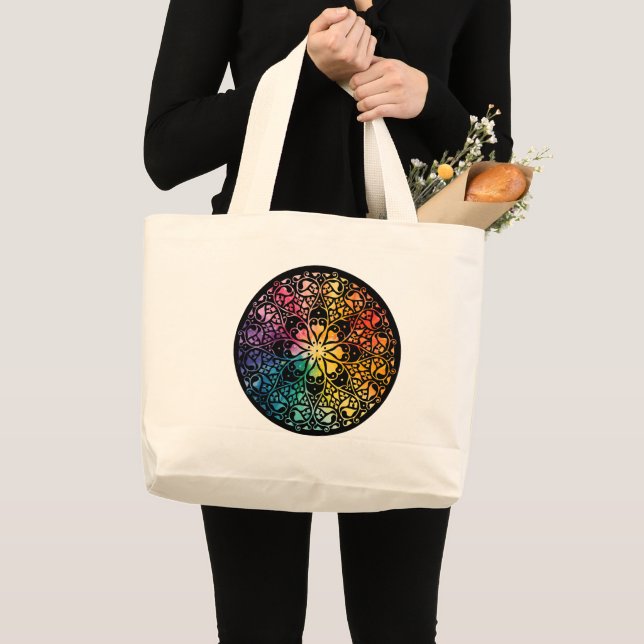 Gothic Window Rainbow Pride Large Tote Bag (Front (Product))