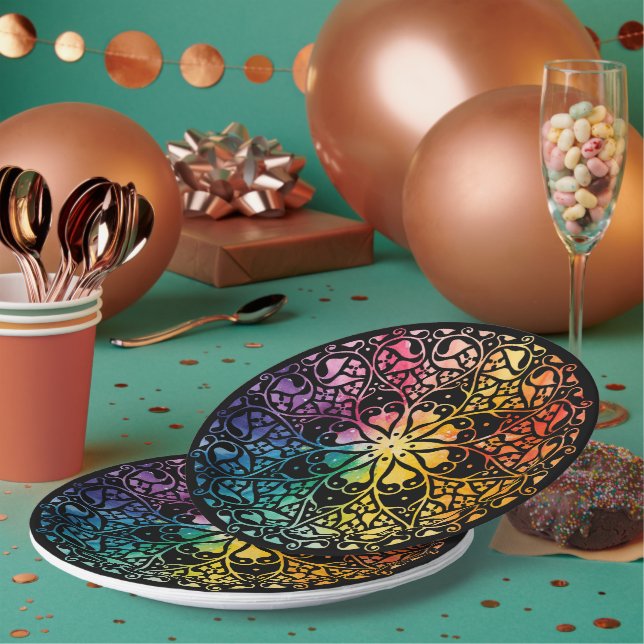 Gothic Window Rainbow Pride Paper Plate (Multi)