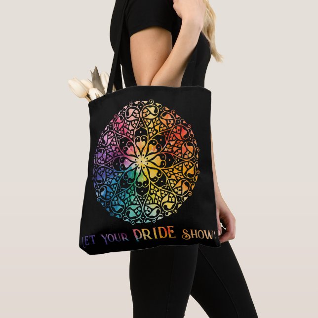 Gothic Window Rainbow Pride Tote Bag (Close Up)