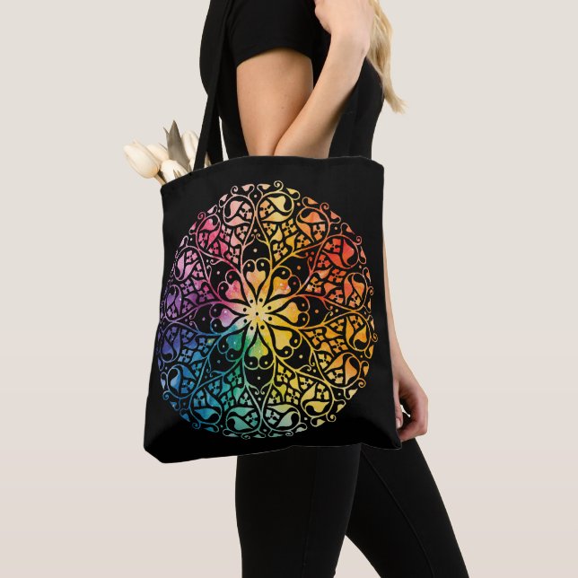Gothic Window Rainbow Pride Tote Bag (Close Up)