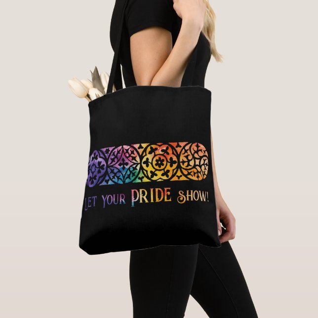 Gothic Window Rainbow Pride Tote Bag (Close Up)