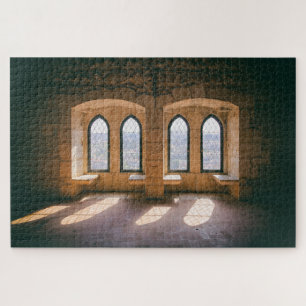 Gothic windows in Leiria Castle Palatial Residence Jigsaw Puzzle