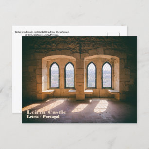 Gothic windows in Leiria Castle Palatial Residence Postcard