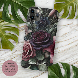 Gothic Wine Red Rose Fine Art Botanical Painting iPhone 11Pro Max Case