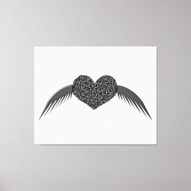 Gothic Winged Love Heart Canvas Print (Front)