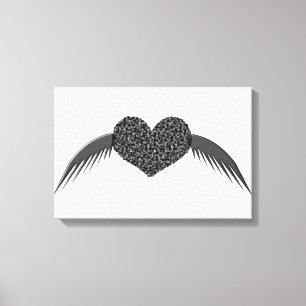 Gothic Winged Love Heart Canvas Print