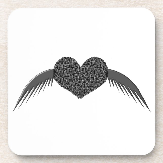 Gothic Winged Love Heart Coaster (Front)