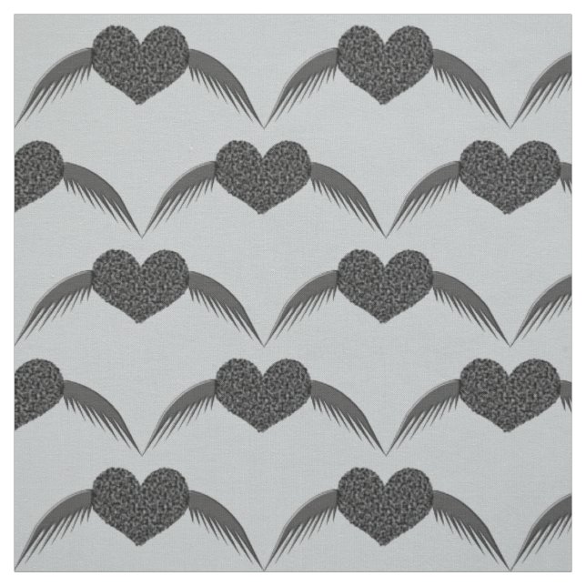 Gothic Winged Love Heart Craft Fabric (Swatch)