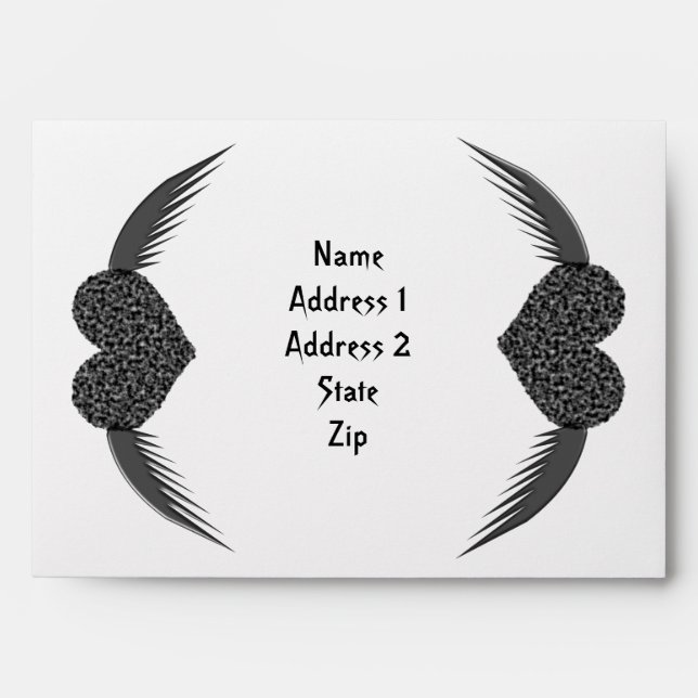 Gothic Winged Love Heart Custom Envelopes (Front)