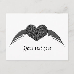 Gothic Winged Love Heart Custom Postcard